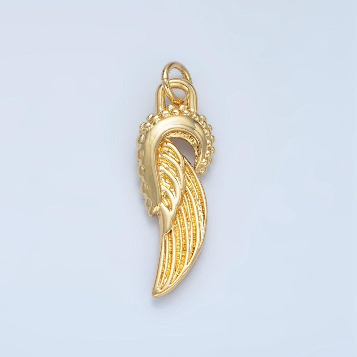 14K Gold Filled Curved Angel Wings Dotted Add-On Charm | AG880