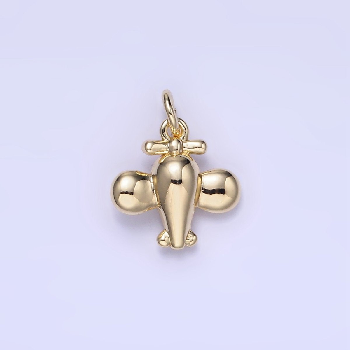 14K Gold Filled Mini Airplane Flight Puffed Minimalist Charm | W651