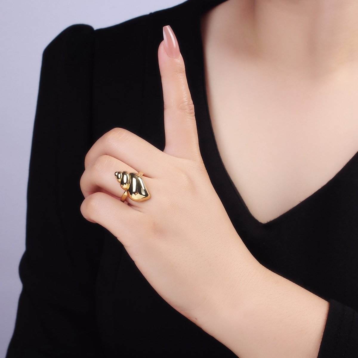 14K Gold Filled Minimalist Clam Sea Shell Ring | O307