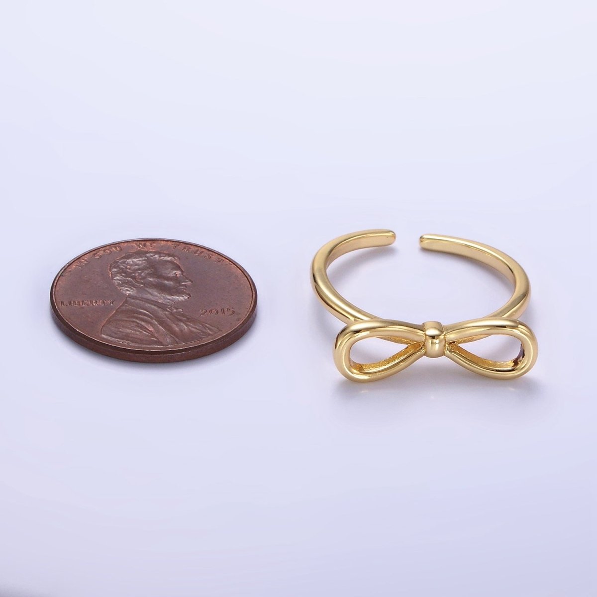 14K Gold Filled Minimalist Open Ribbon Bow Ring in Gold & Silver | O1386 O1387