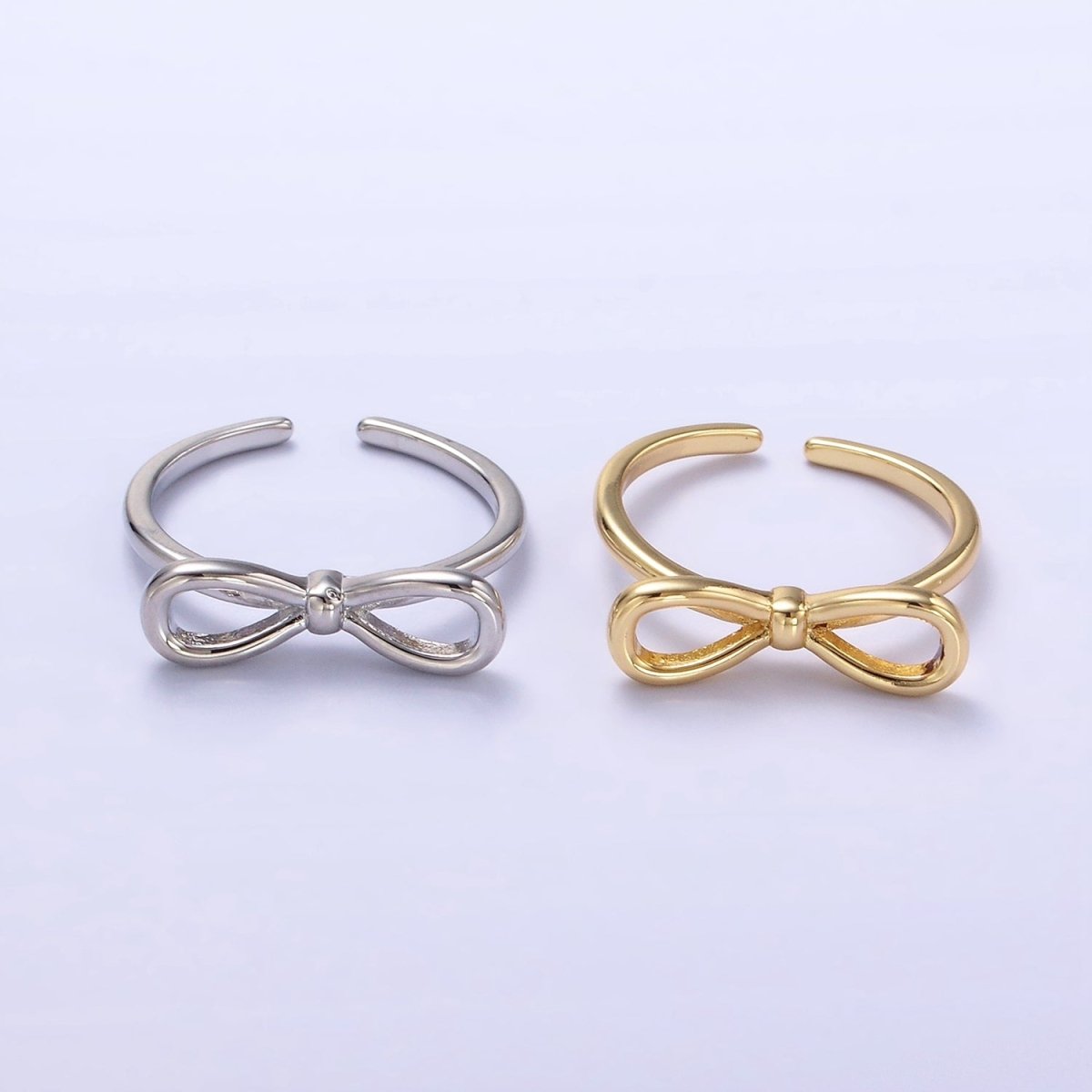 14K Gold Filled Minimalist Open Ribbon Bow Ring in Gold & Silver | O1386 O1387