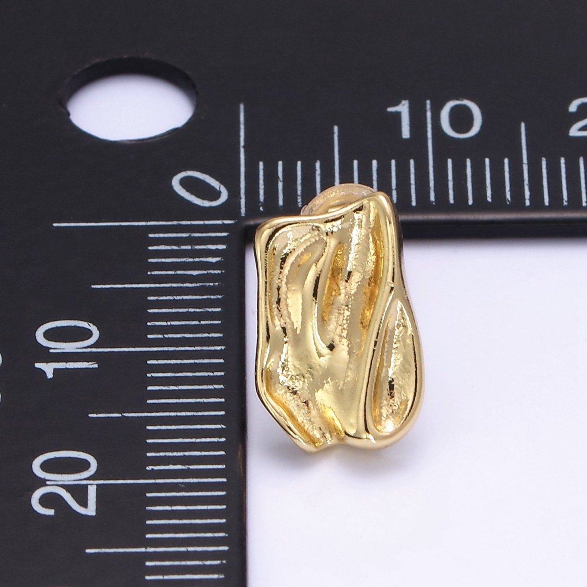 14K Gold Filled Molten Foil Rectangular Bar Stud Back Loop Earrings Findings in Silver & Gold | Z812 Z813