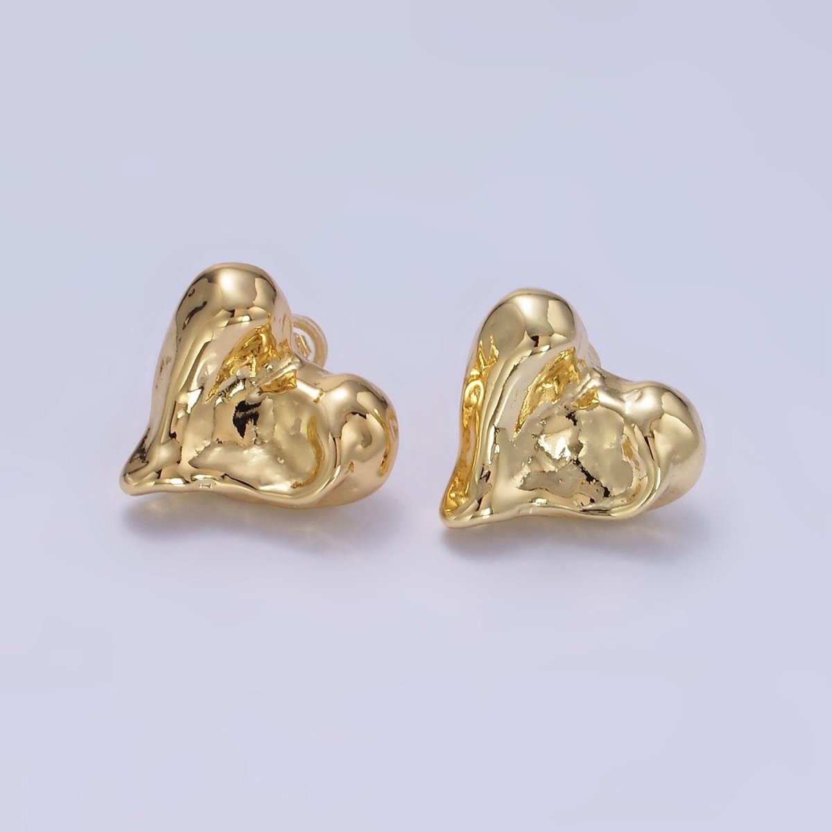 14K Gold Filled Molten Heart Stud Earrings | P142