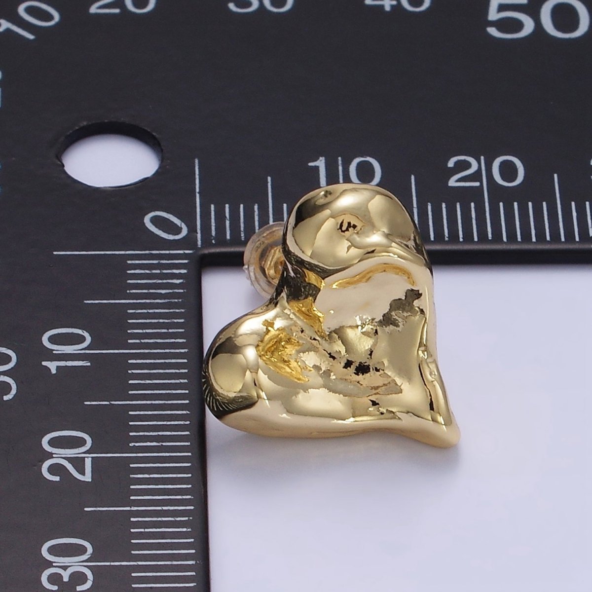 14K Gold Filled Molten Heart Stud Earrings | P142