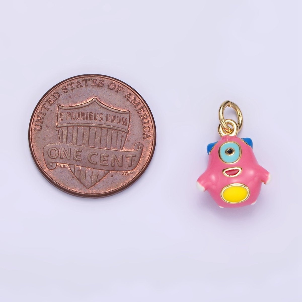 14K Gold Filled Multicolor Enamel Alien Monster Puffed Charm | C590