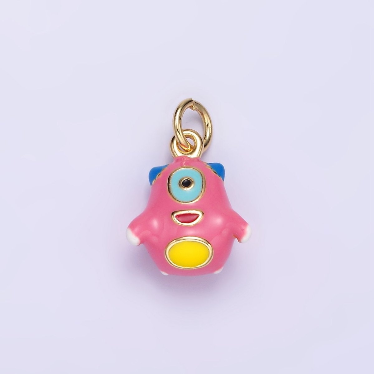 14K Gold Filled Multicolor Enamel Alien Monster Puffed Charm | C590