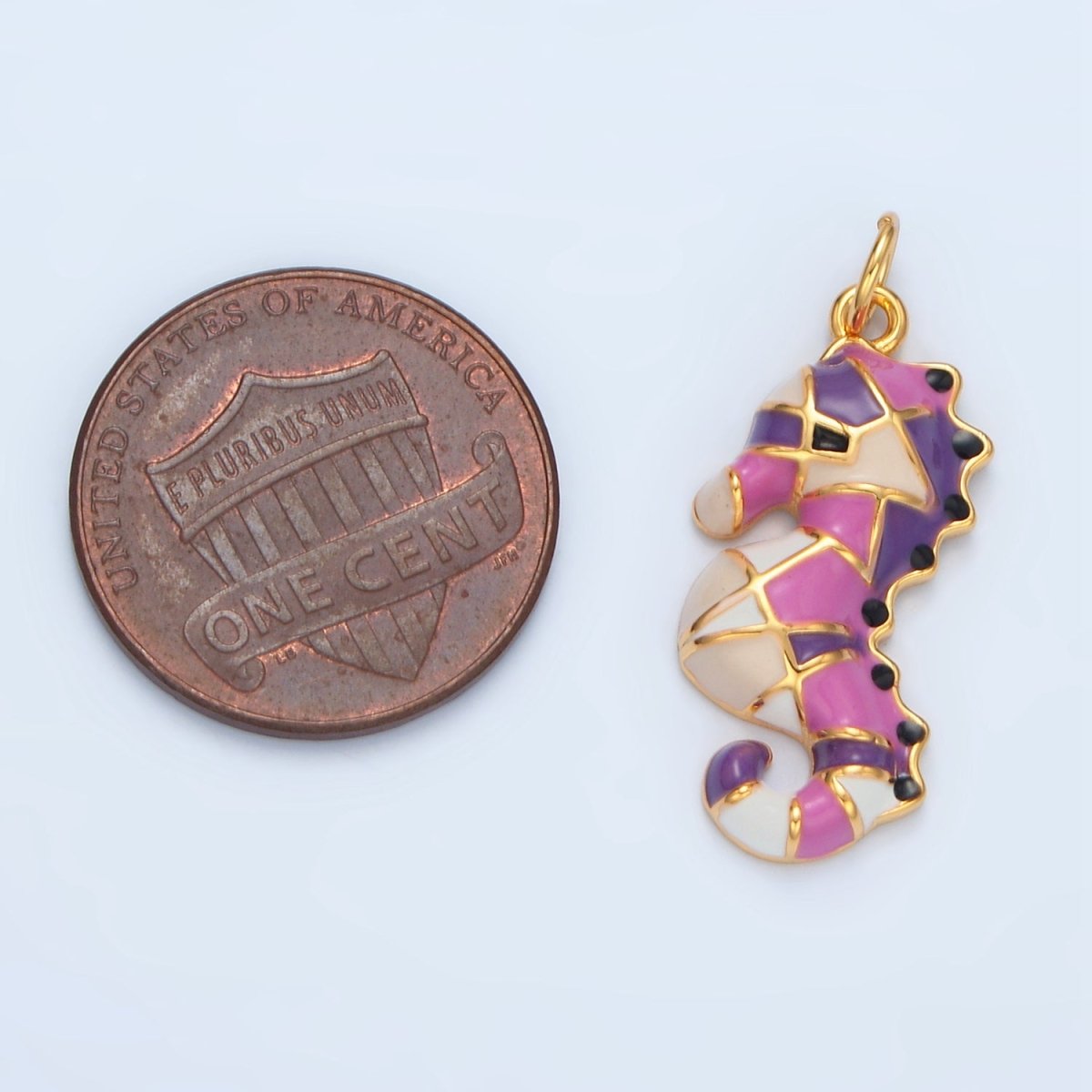 14K Gold Filled Multicolor Enamel Sea Horse Animal Charm | AC173