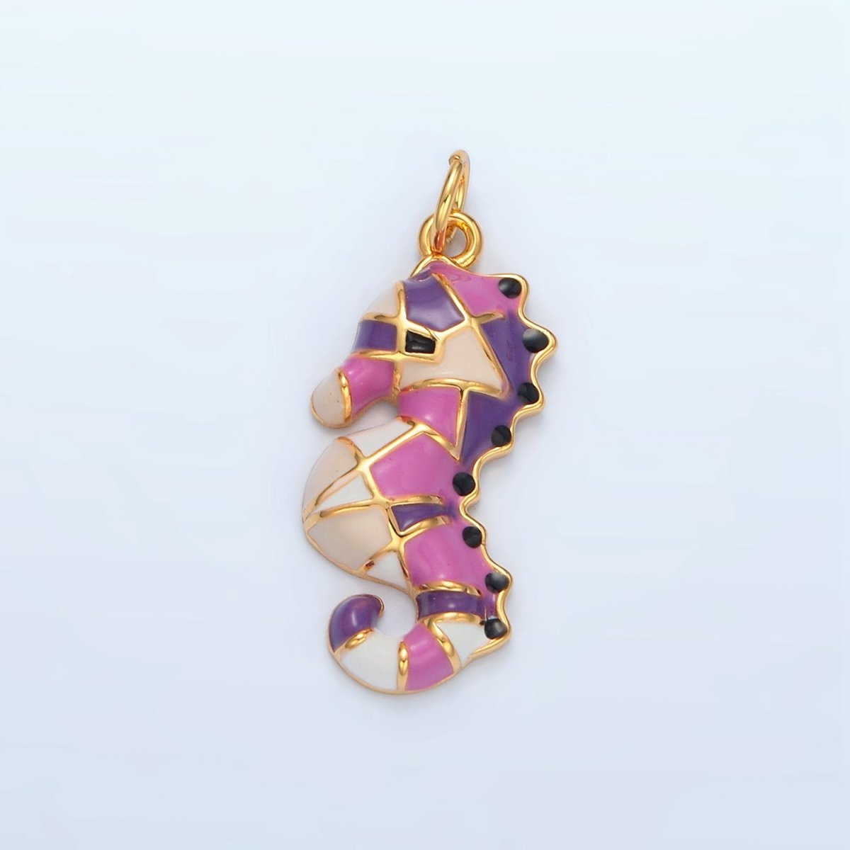 14K Gold Filled Multicolor Enamel Sea Horse Animal Charm | AC173