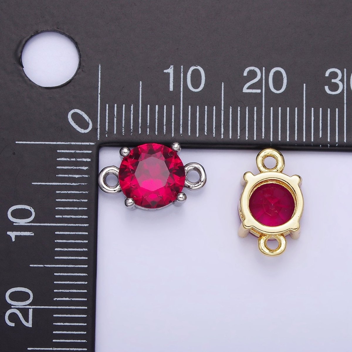 14K Gold Filled Multifaceted CZ Round Connector in Gold & Silver | G394 - G405