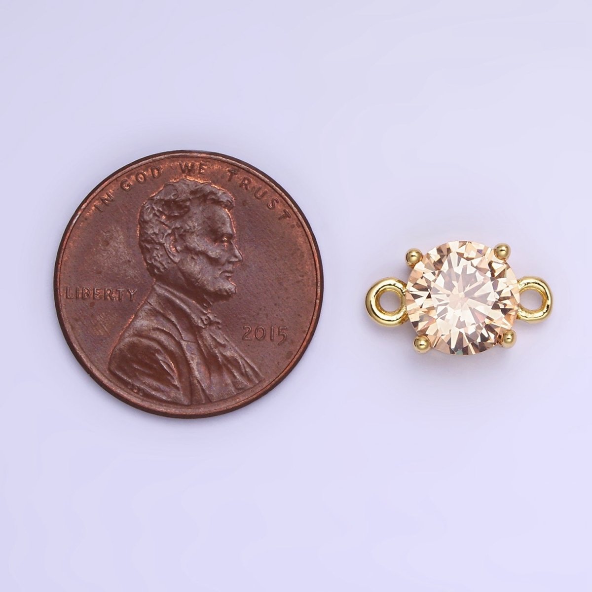 14K Gold Filled Multifaceted CZ Round Connector in Gold & Silver | G394 - G405