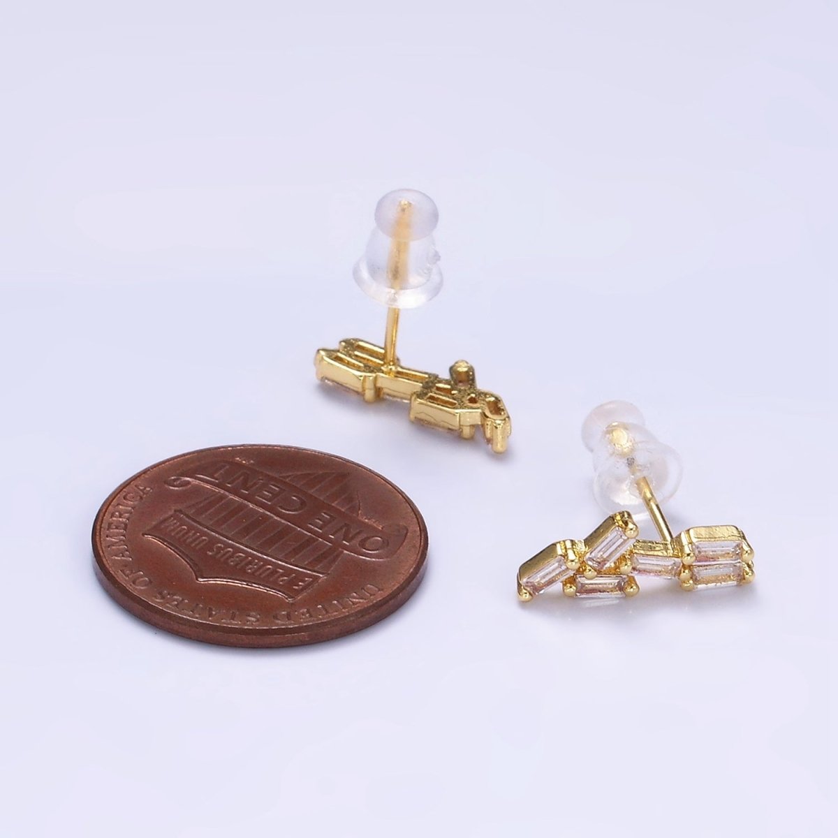 14K Gold Filled Multiple Baguette CZ Stud Earrings | P527