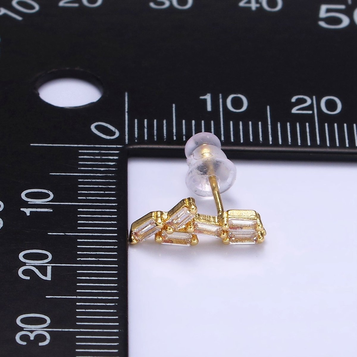 14K Gold Filled Multiple Baguette CZ Stud Earrings | P527