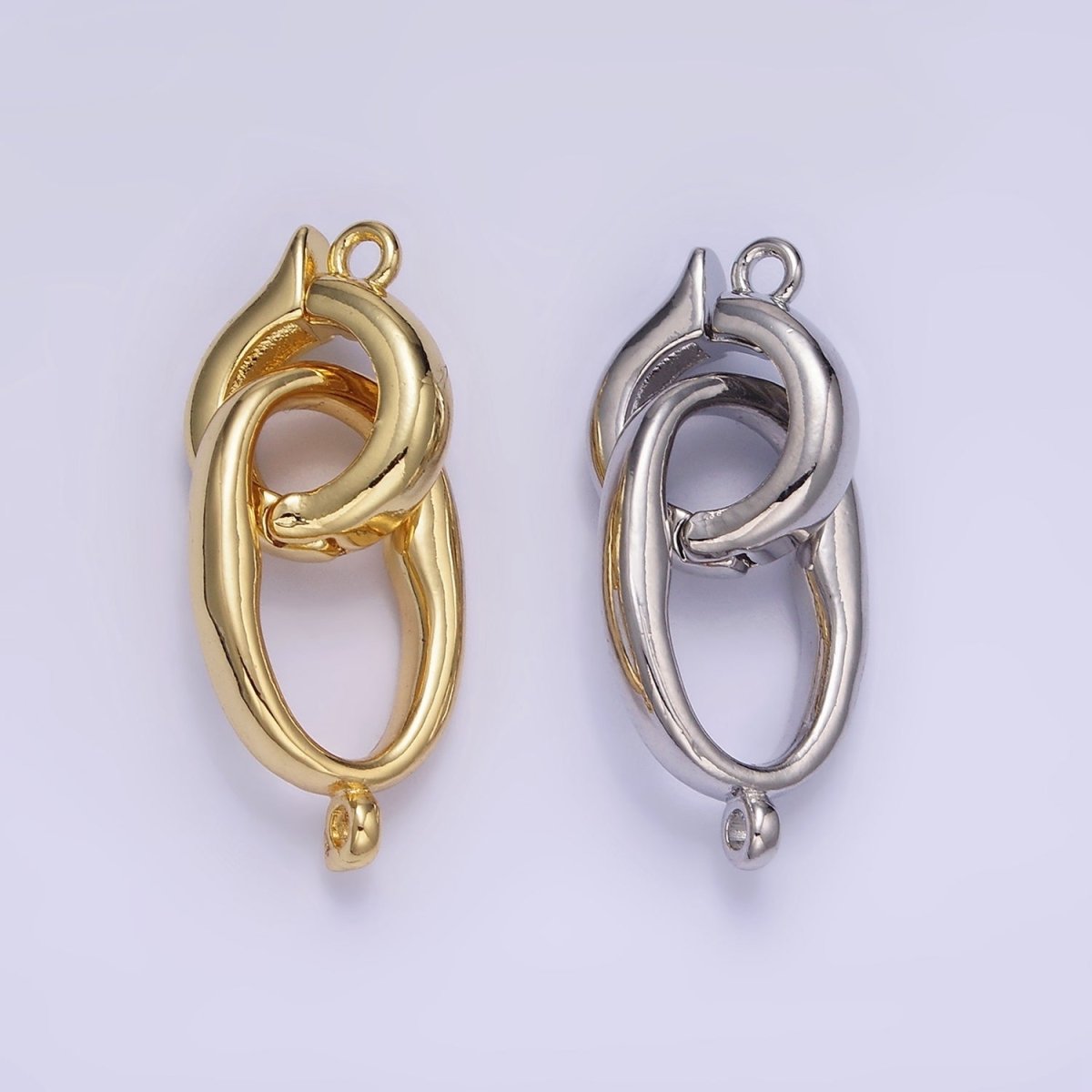 14K Gold Filled Oblong Snap Latch Bail Findings Set in Gold & Silver | L575