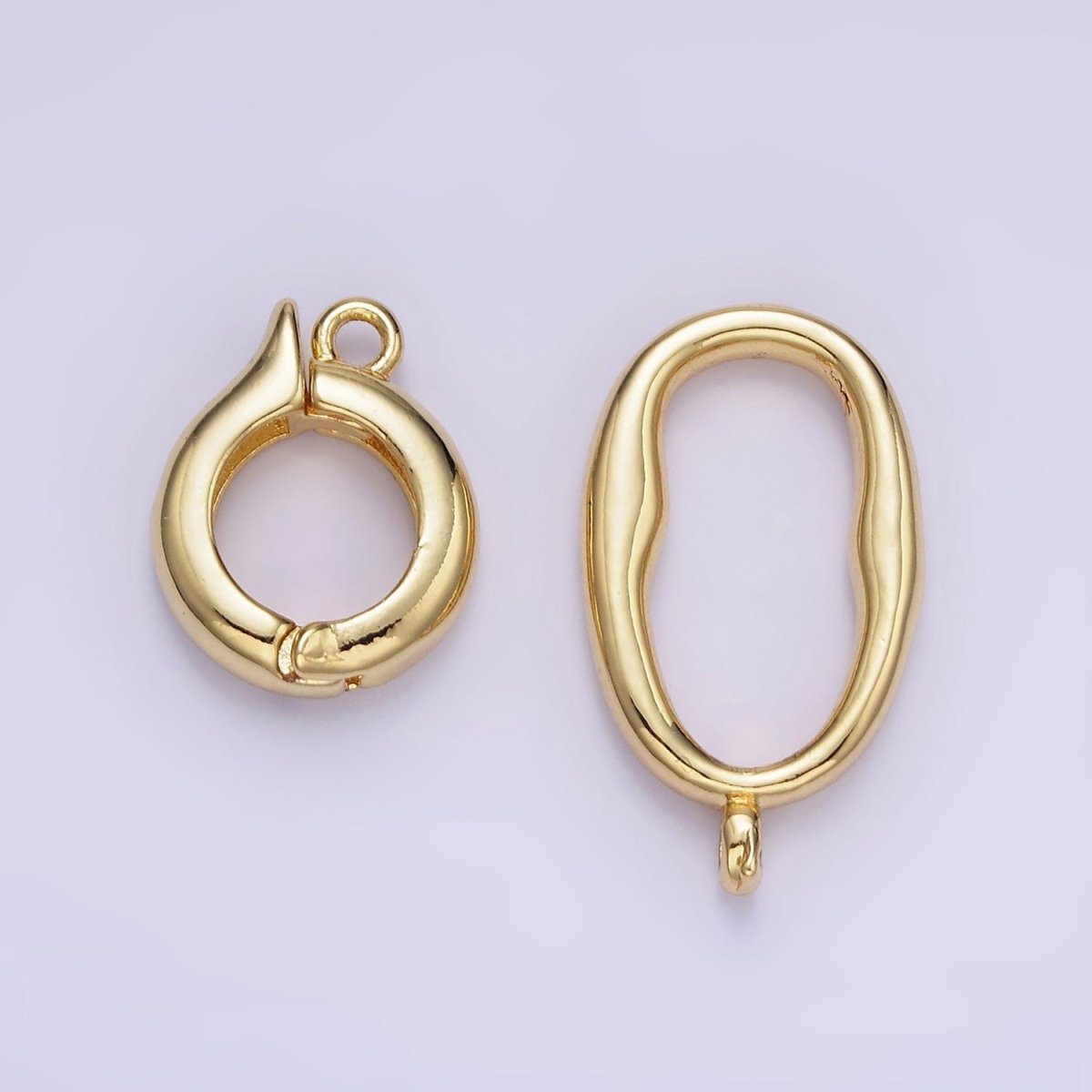 14K Gold Filled Oblong Snap Latch Bail Findings Set in Gold & Silver | L575