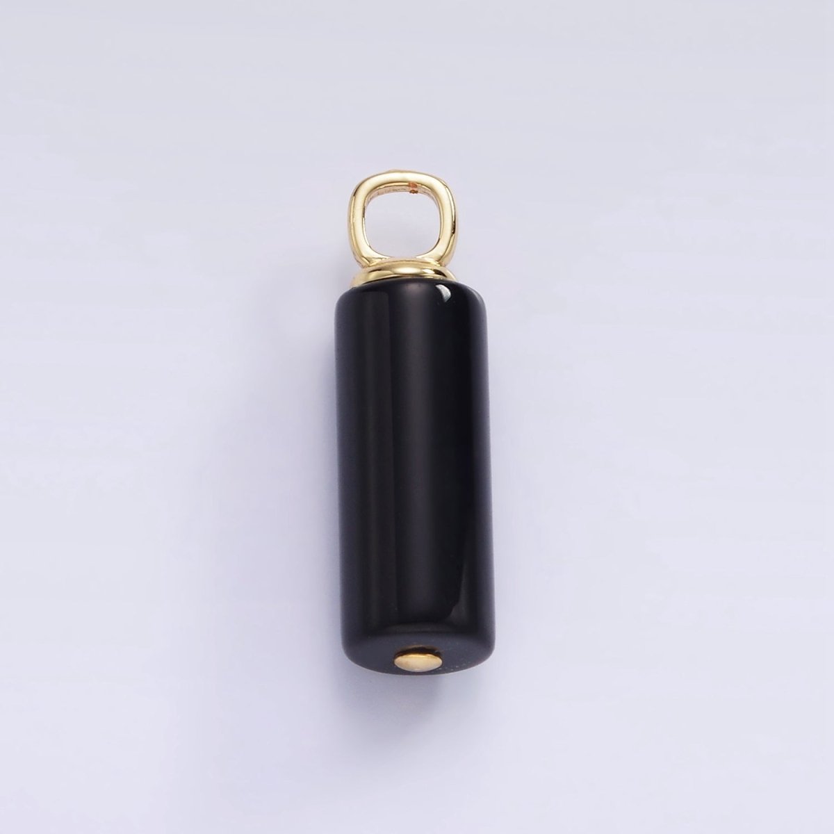14K Gold Filled Onyx Gemstone Cylinder Drop Charm | H362