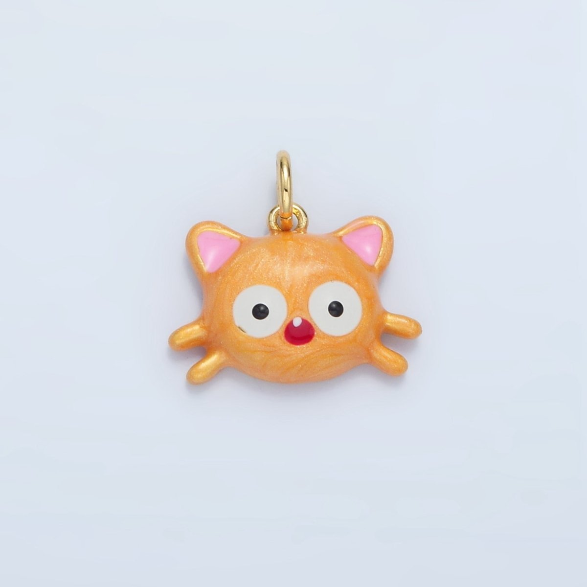 14K Gold Filled Orange Kitten Cat Enamel Pet Animal Mini Charm | AC179