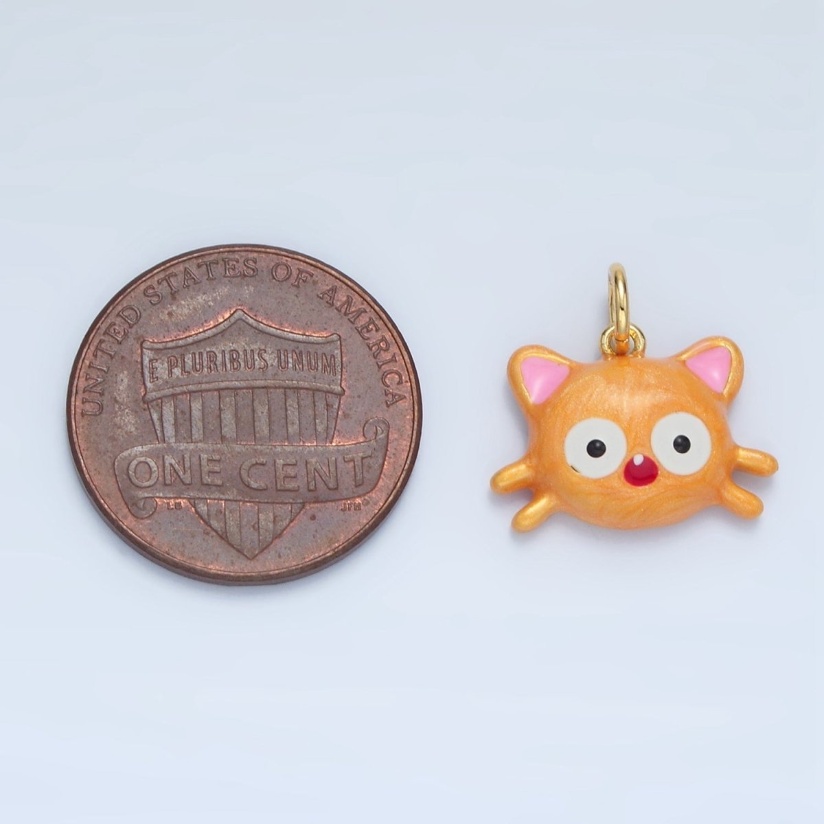 14K Gold Filled Orange Kitten Cat Enamel Pet Animal Mini Charm | AC179