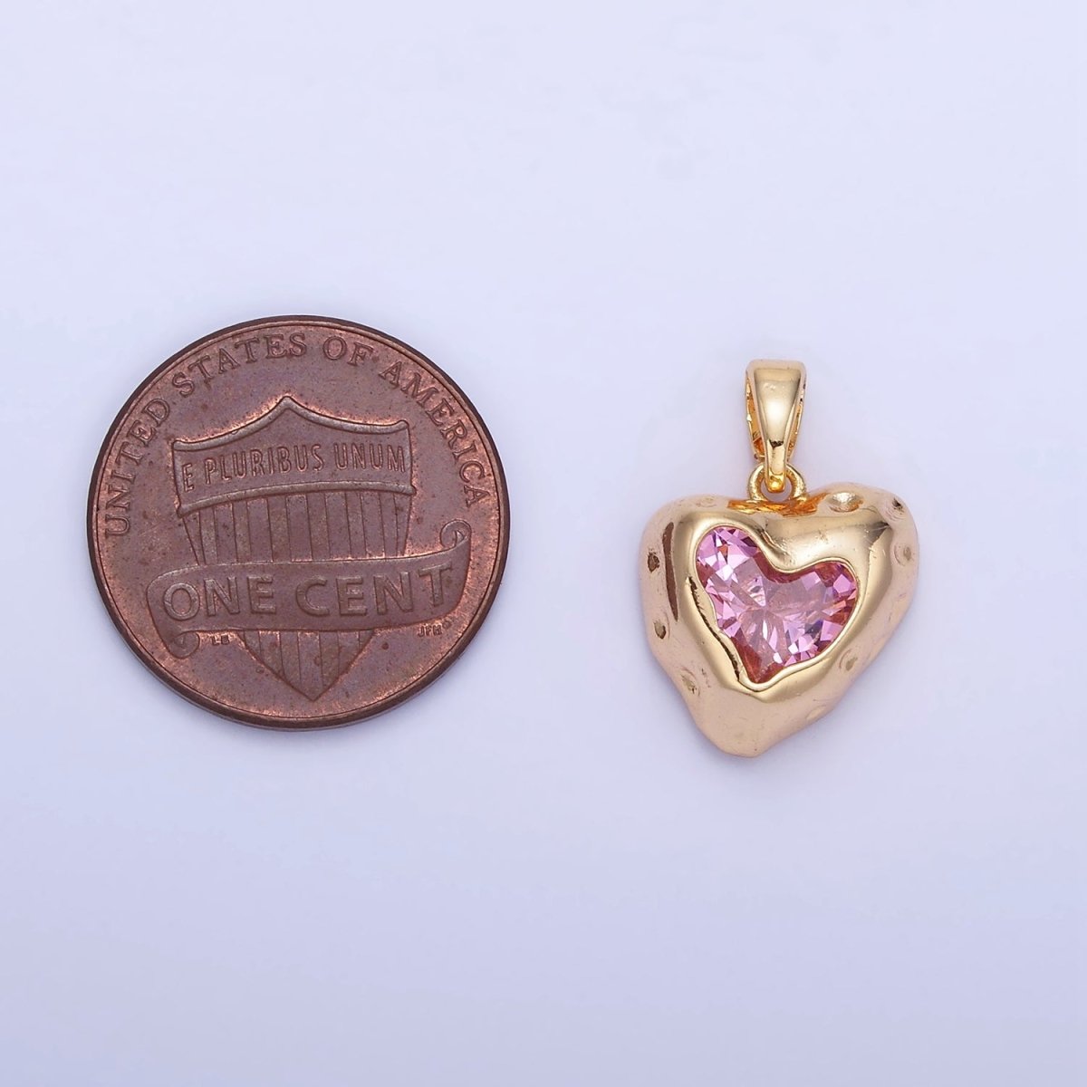 14K Gold Filled Pink CZ Dotted Molten Heart Pendant | AA1310