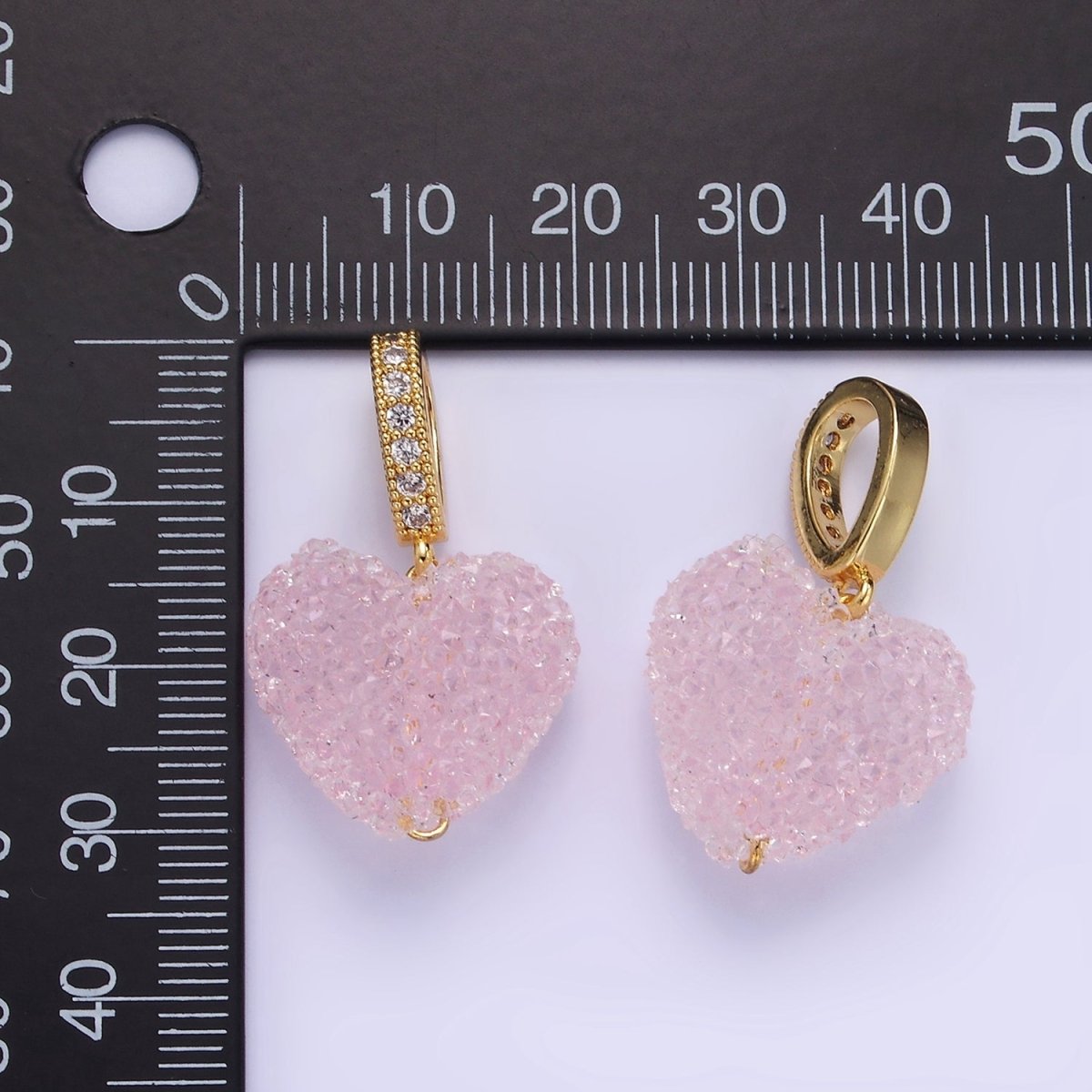 14K Gold Filled Pink Heart Jelly Sugar Pendant | AA1311
