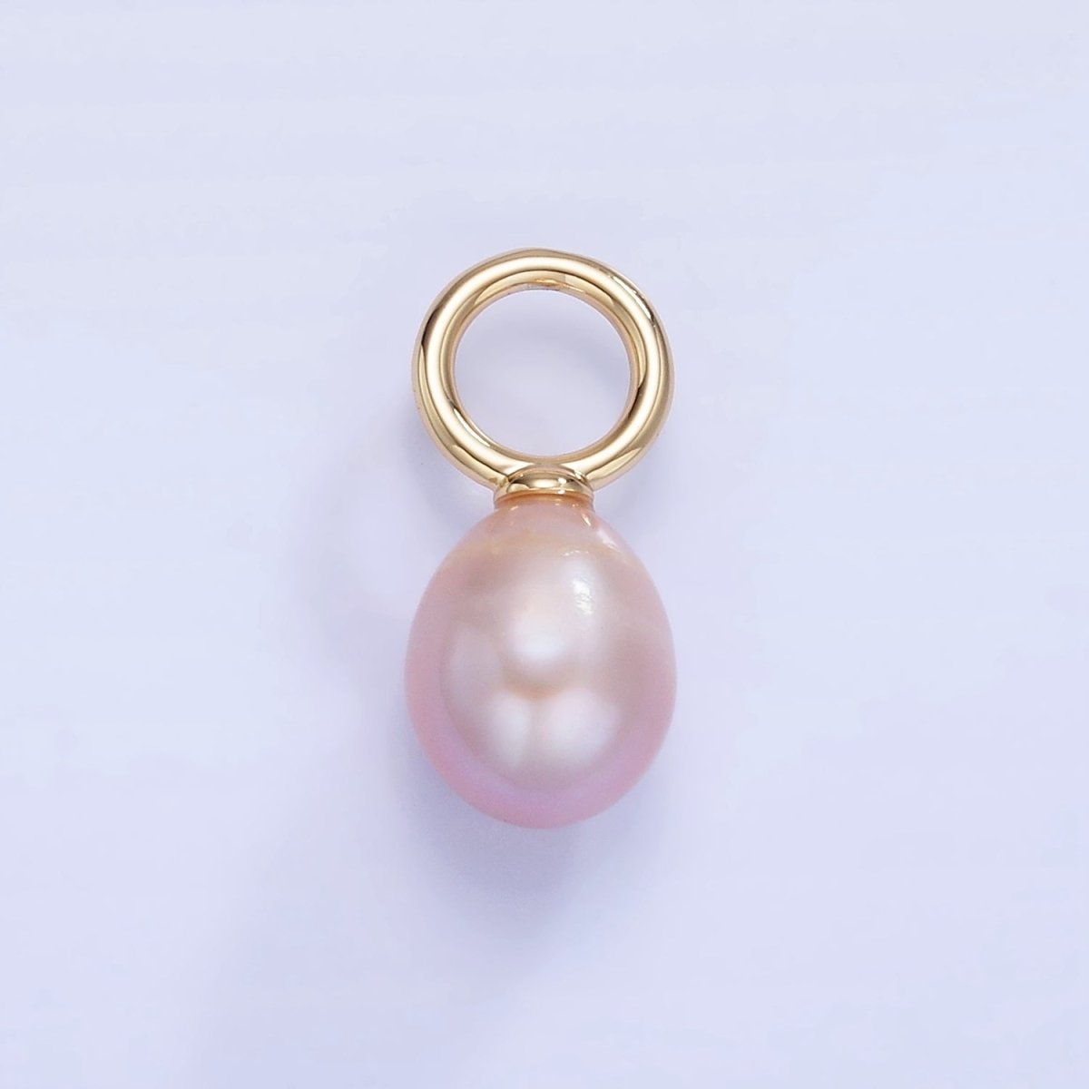 14K Gold Filled Pink, Purple Freshwater Pearl Button Drop Pendant | P1741