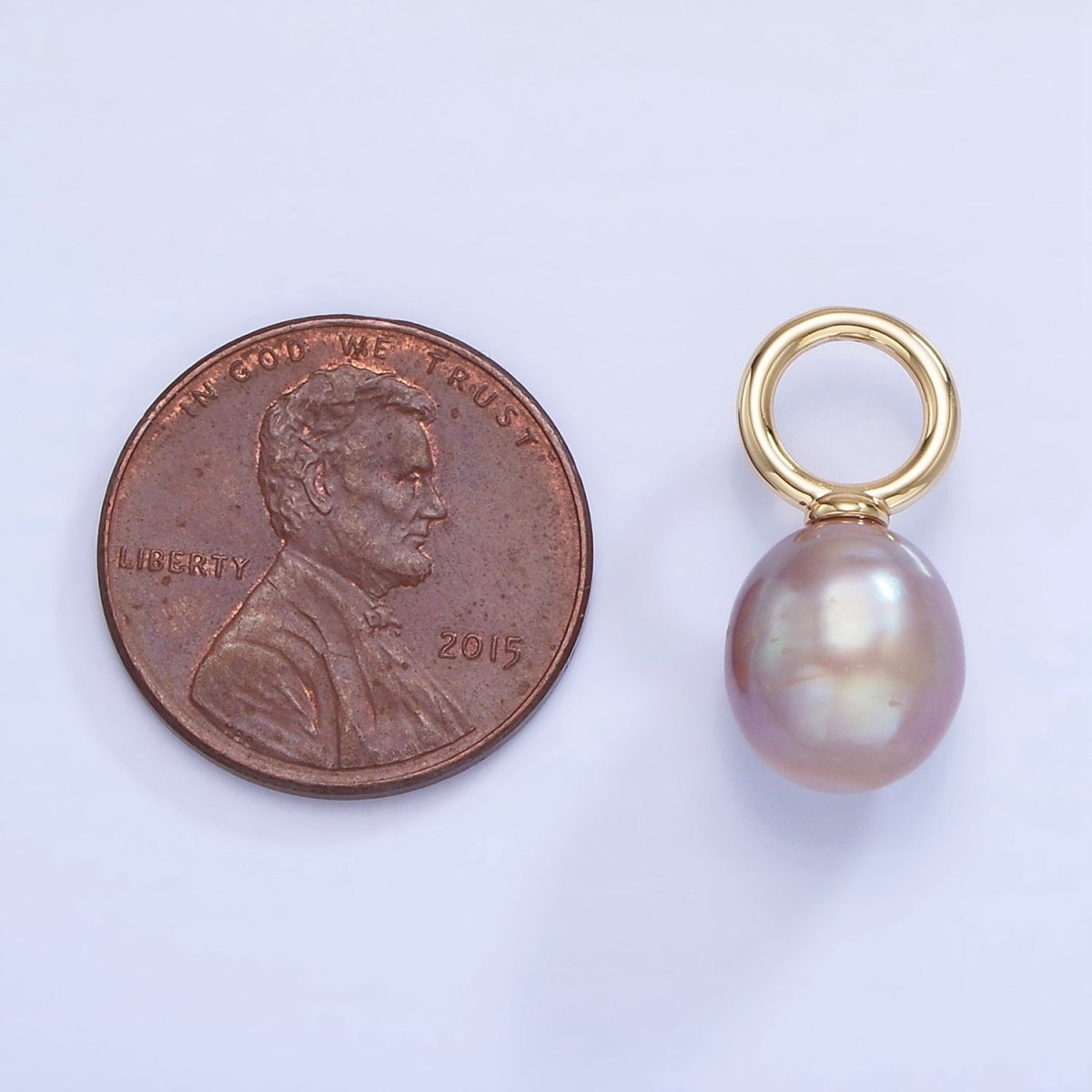 14K Gold Filled Pink, Purple Freshwater Pearl Button Drop Pendant | P1741