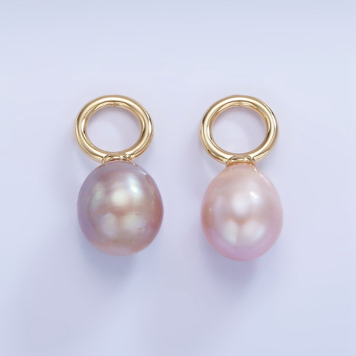 14K Gold Filled Pink, Purple Freshwater Pearl Button Drop Pendant | P1741