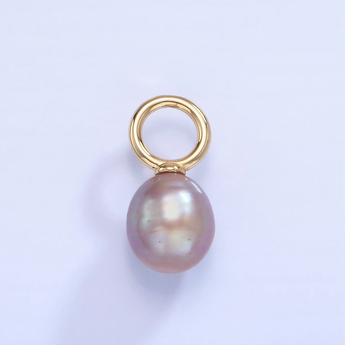 14K Gold Filled Pink, Purple Freshwater Pearl Button Drop Pendant | P1741