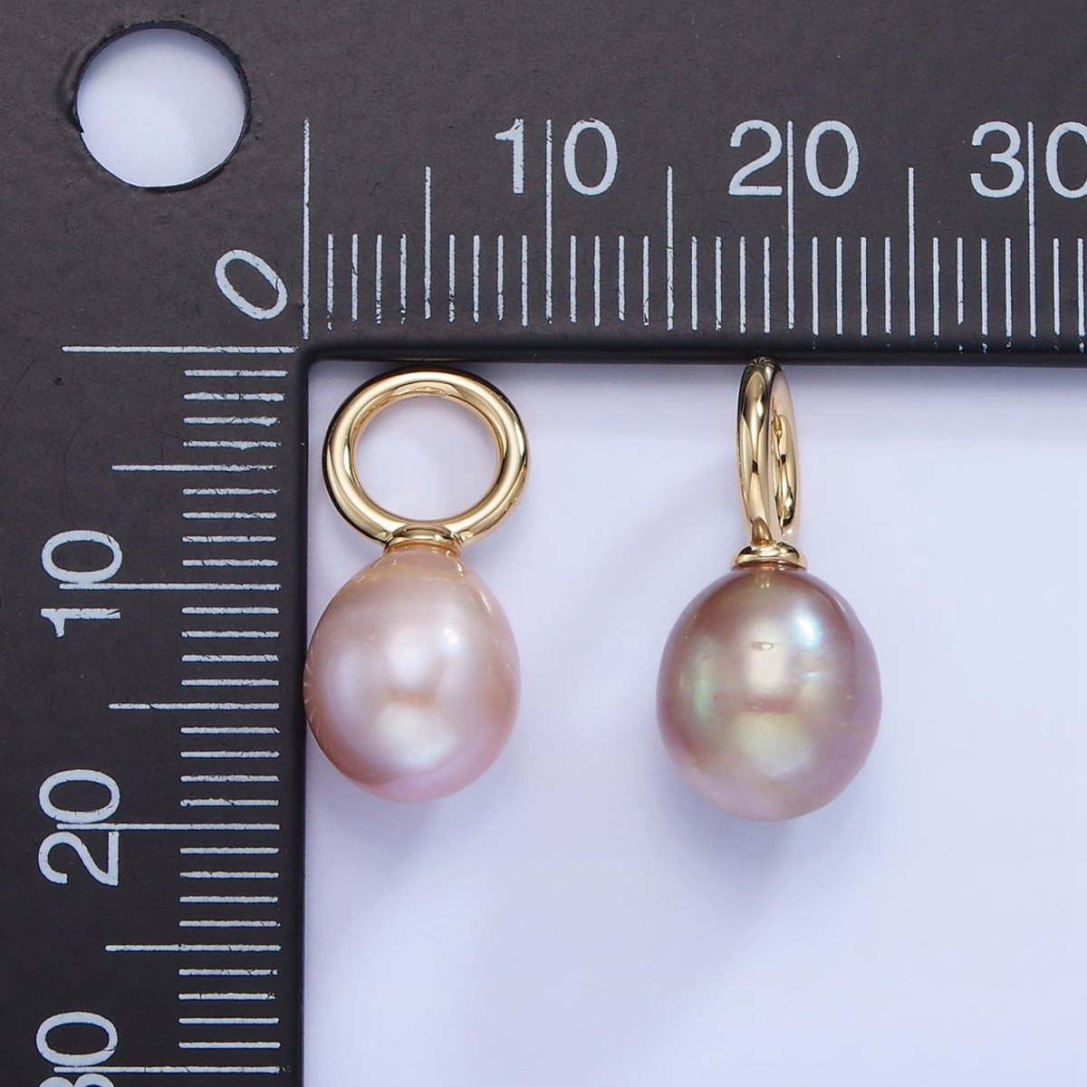 14K Gold Filled Pink, Purple Freshwater Pearl Button Drop Pendant | P1741
