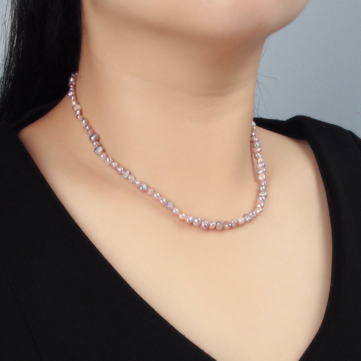 14K Gold Filled Purple Freshwater Pearl Button 14 Inch Necklace w. Extender | WA-2634