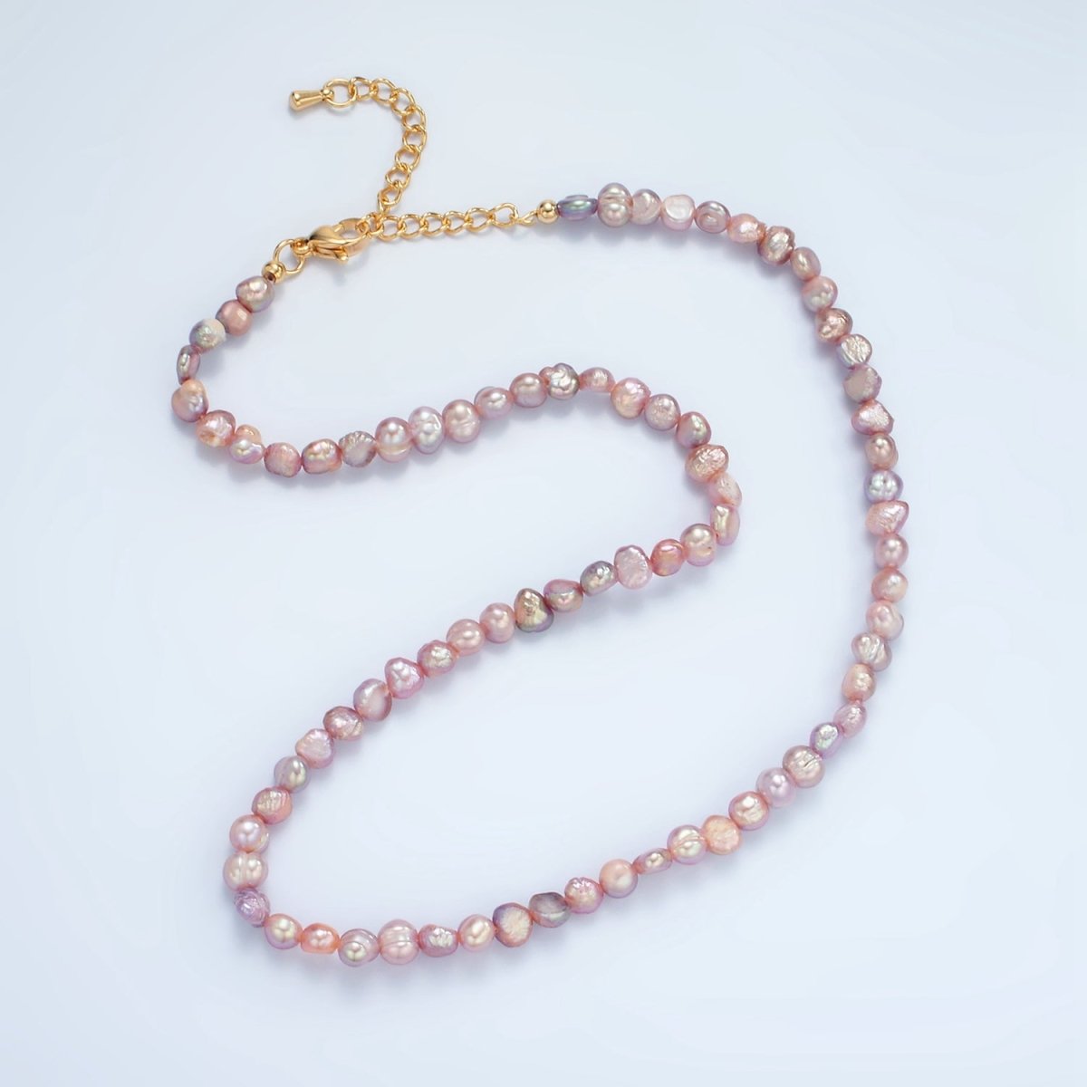 14K Gold Filled Purple Freshwater Pearl Button 14 Inch Necklace w. Extender | WA-2634