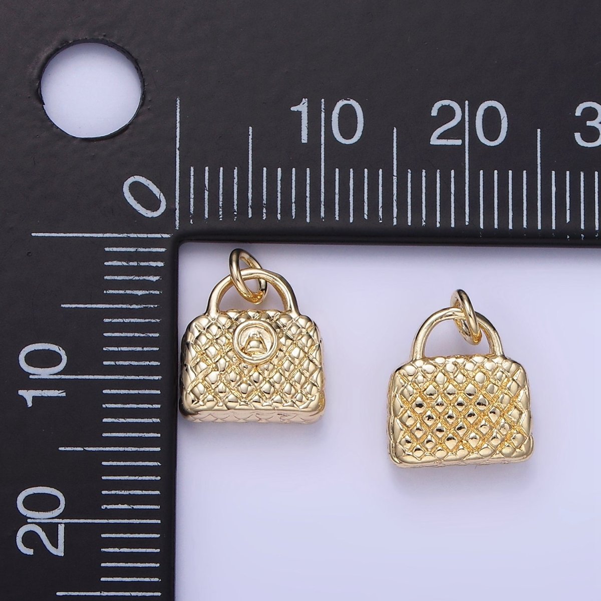 14K Gold Filled Quilted Handbag Purse Puffed Mini Charm | W659