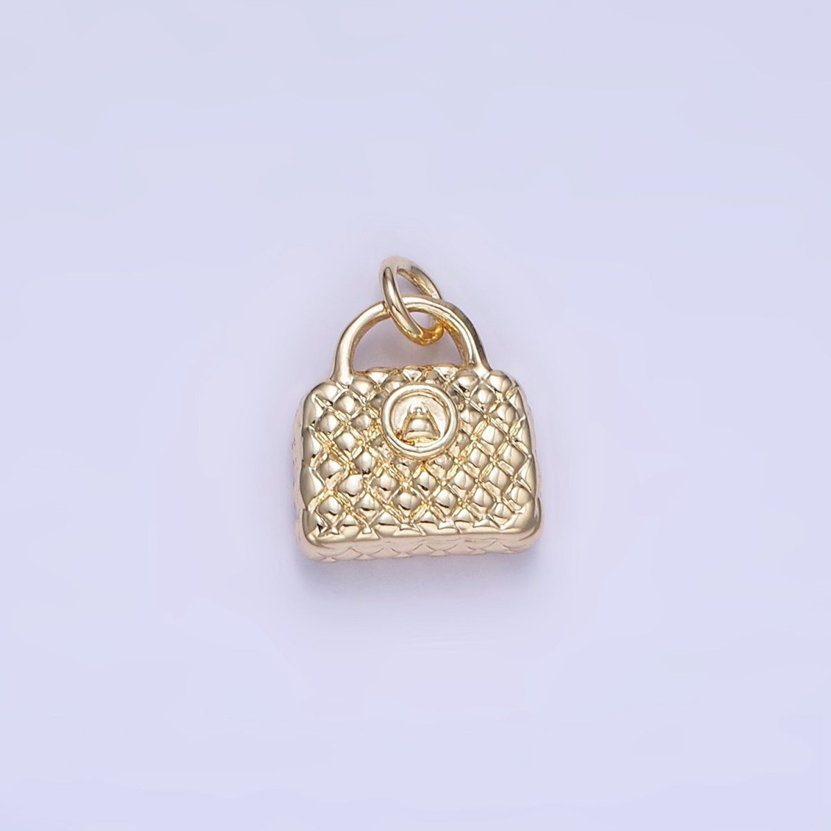 14K Gold Filled Quilted Handbag Purse Puffed Mini Charm | W659