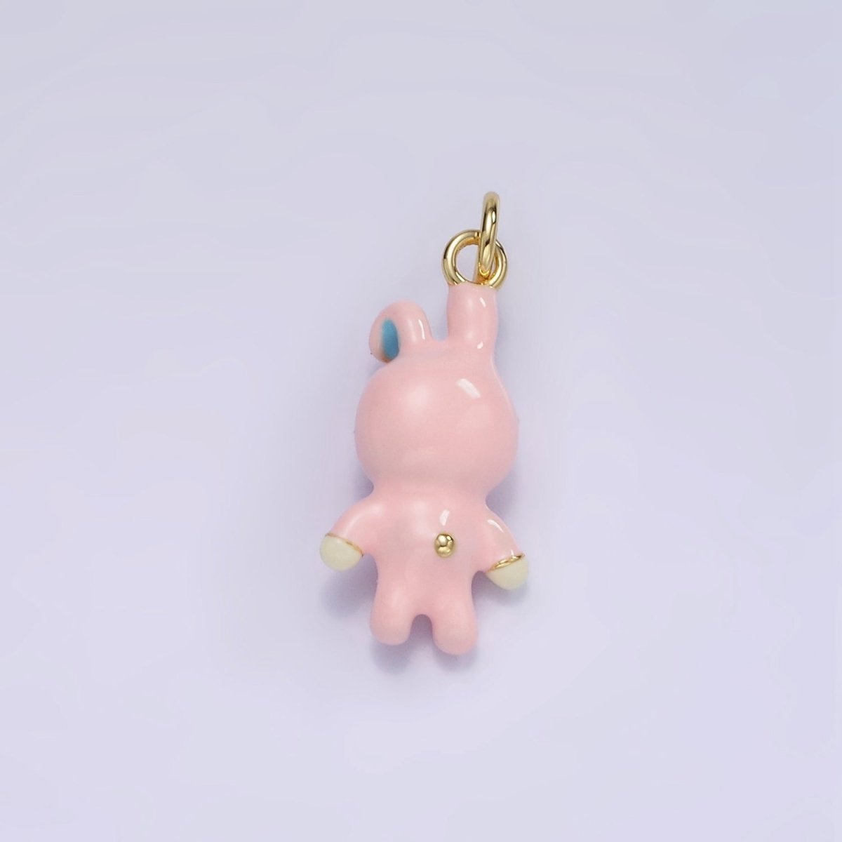 14K Gold Filled Rabbit Bunny Pink Enamel Mini Charm | D551