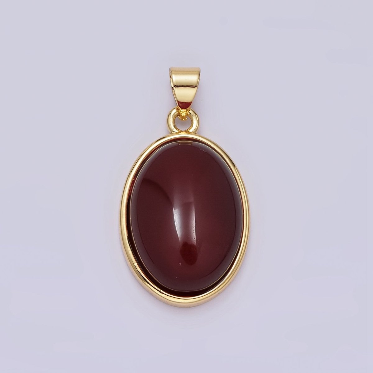 14K Gold Filled Red Carnelian, Labradorite, Amethyst Cabochon Oval Minimalist Pendant | AA-683 AA-684