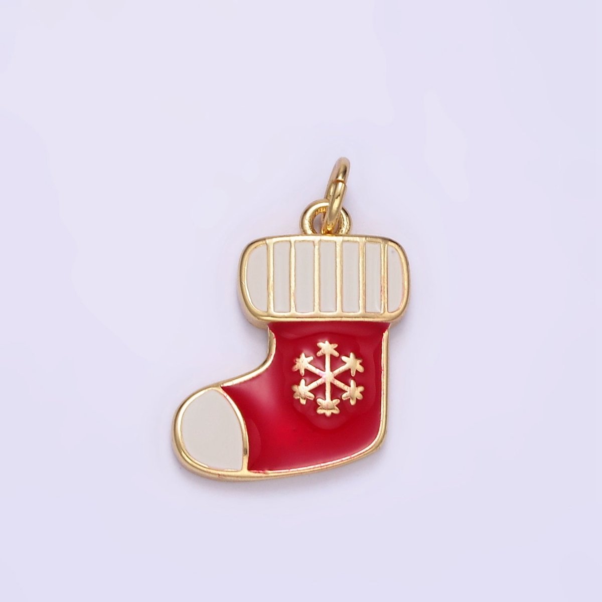 14K Gold Filled Red Christmas Stockings Sock Enamel Mini Charm | D534