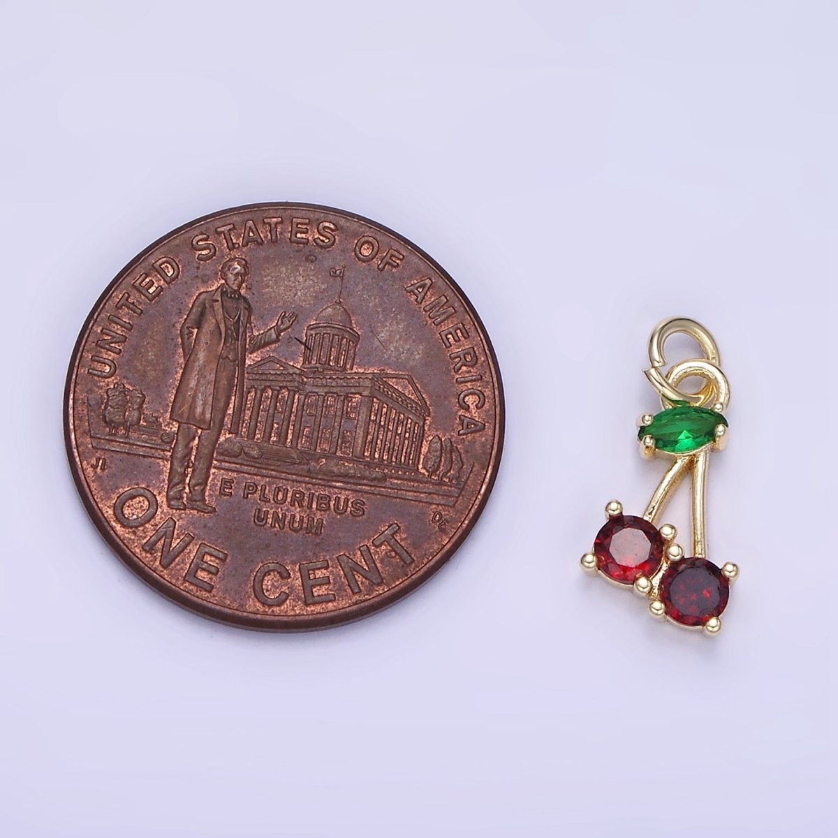 14K Gold Filled Red CZ Cherry Fruit Pendant | AG680