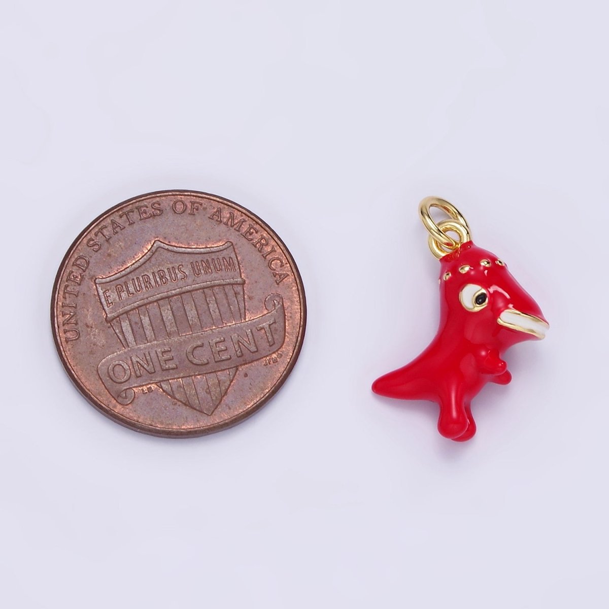 14K Gold Filled Red Dinosaur Enamel Mini Charm | AG832