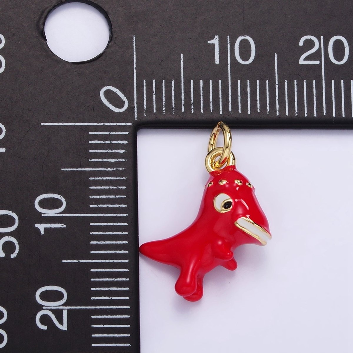 14K Gold Filled Red Dinosaur Enamel Mini Charm | AG832