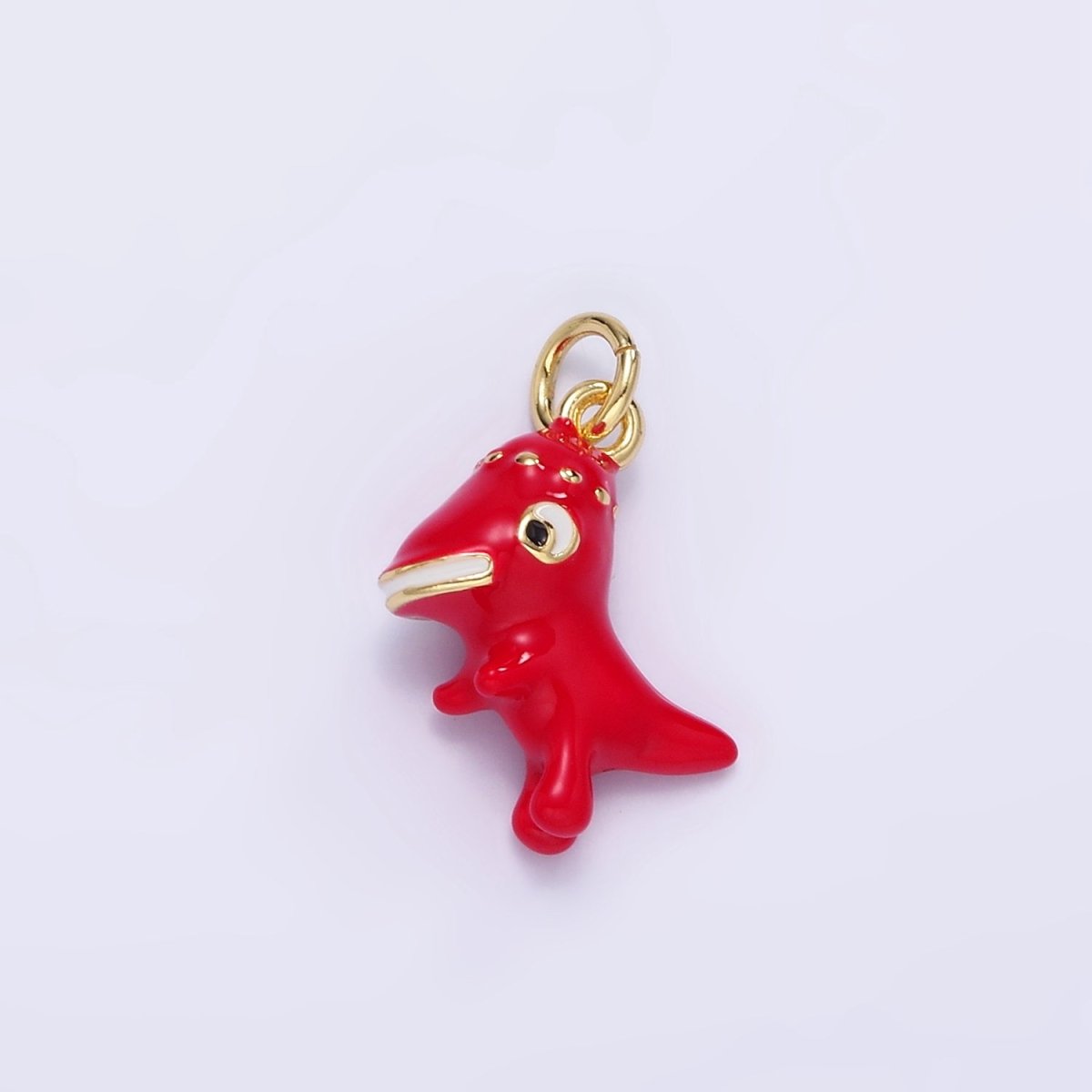14K Gold Filled Red Dinosaur Enamel Mini Charm | AG832