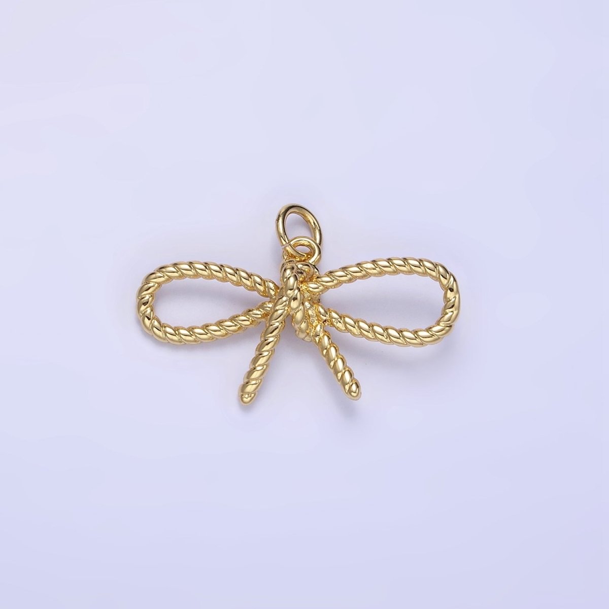 14K Gold Filled Rope Ribbon Bow Charm in Gold & Silver | C481