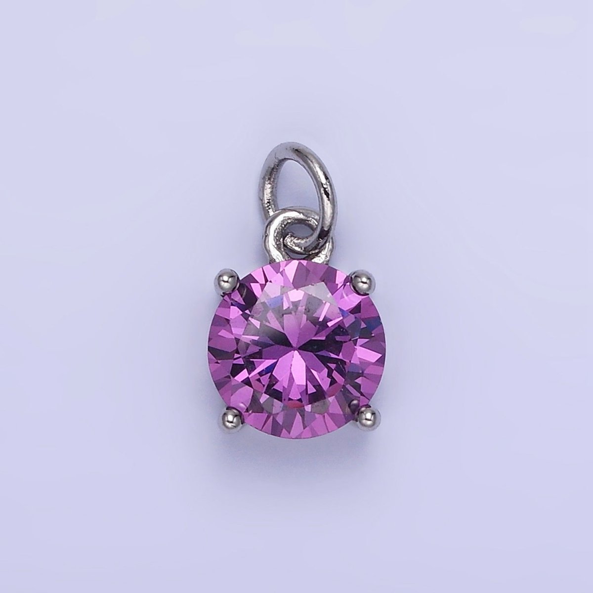 14K Gold Filled Round Birthstone CZ Add-On Charm in Gold & Silver | AG813 - AG824