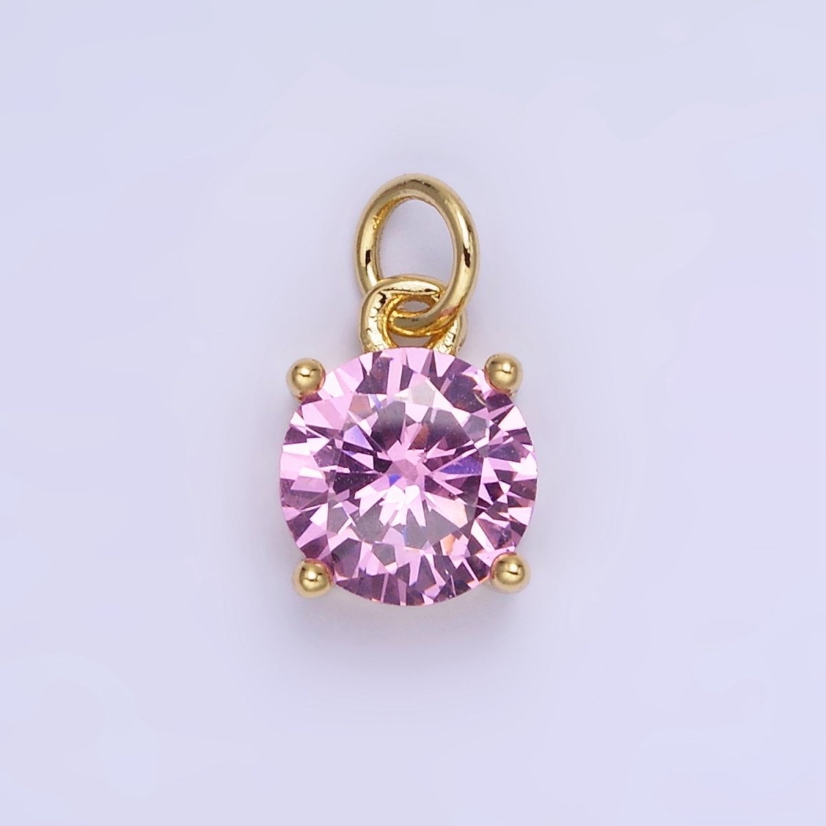 14K Gold Filled Round Birthstone CZ Add-On Charm in Gold & Silver | AG813 - AG824