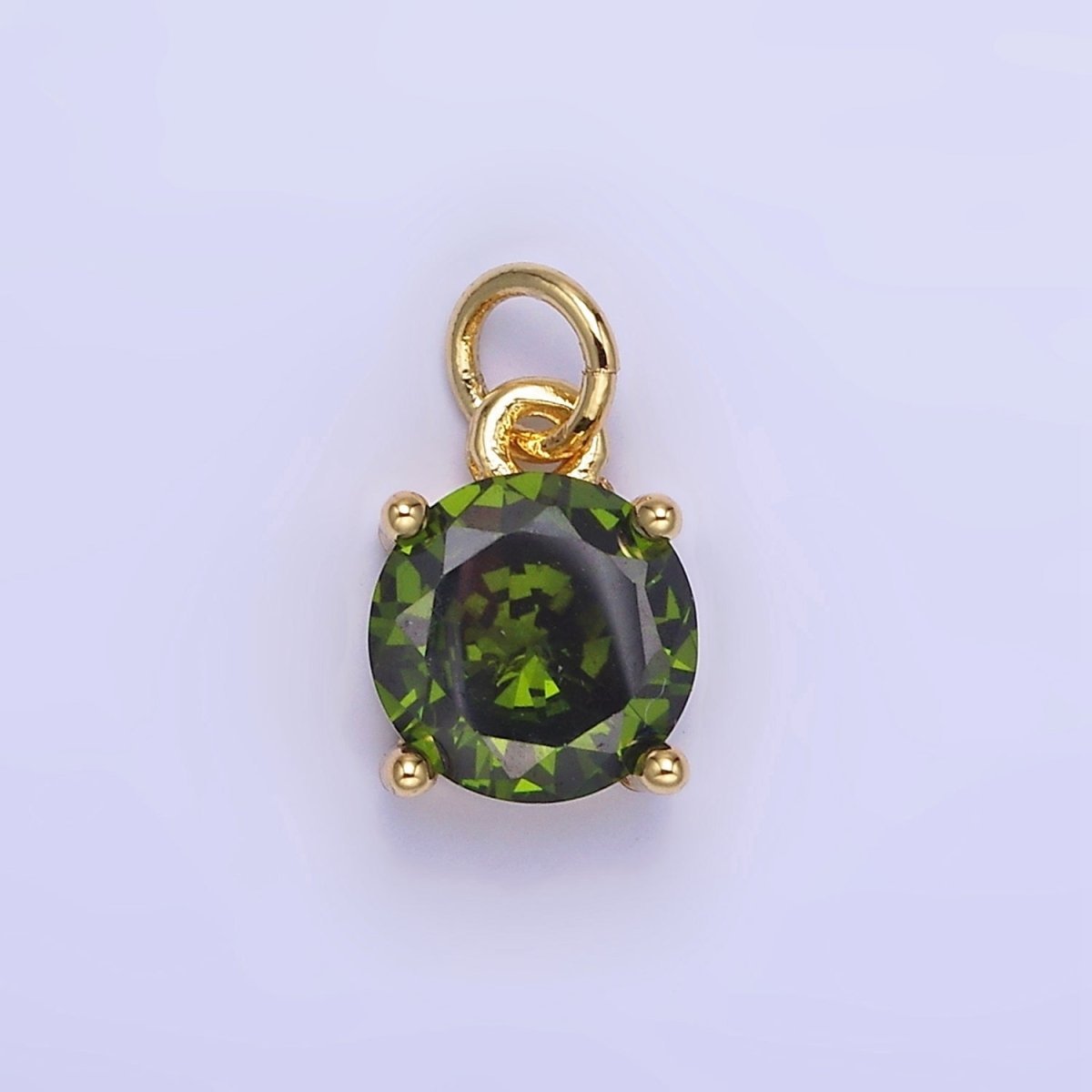 14K Gold Filled Round Birthstone CZ Add-On Charm in Gold & Silver | AG813 - AG824