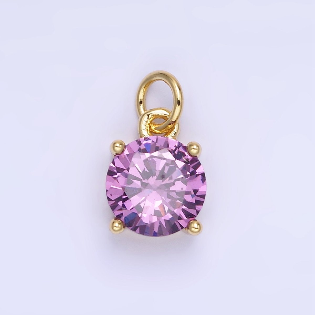 14K Gold Filled Round Birthstone CZ Add-On Charm in Gold & Silver | AG813 - AG824
