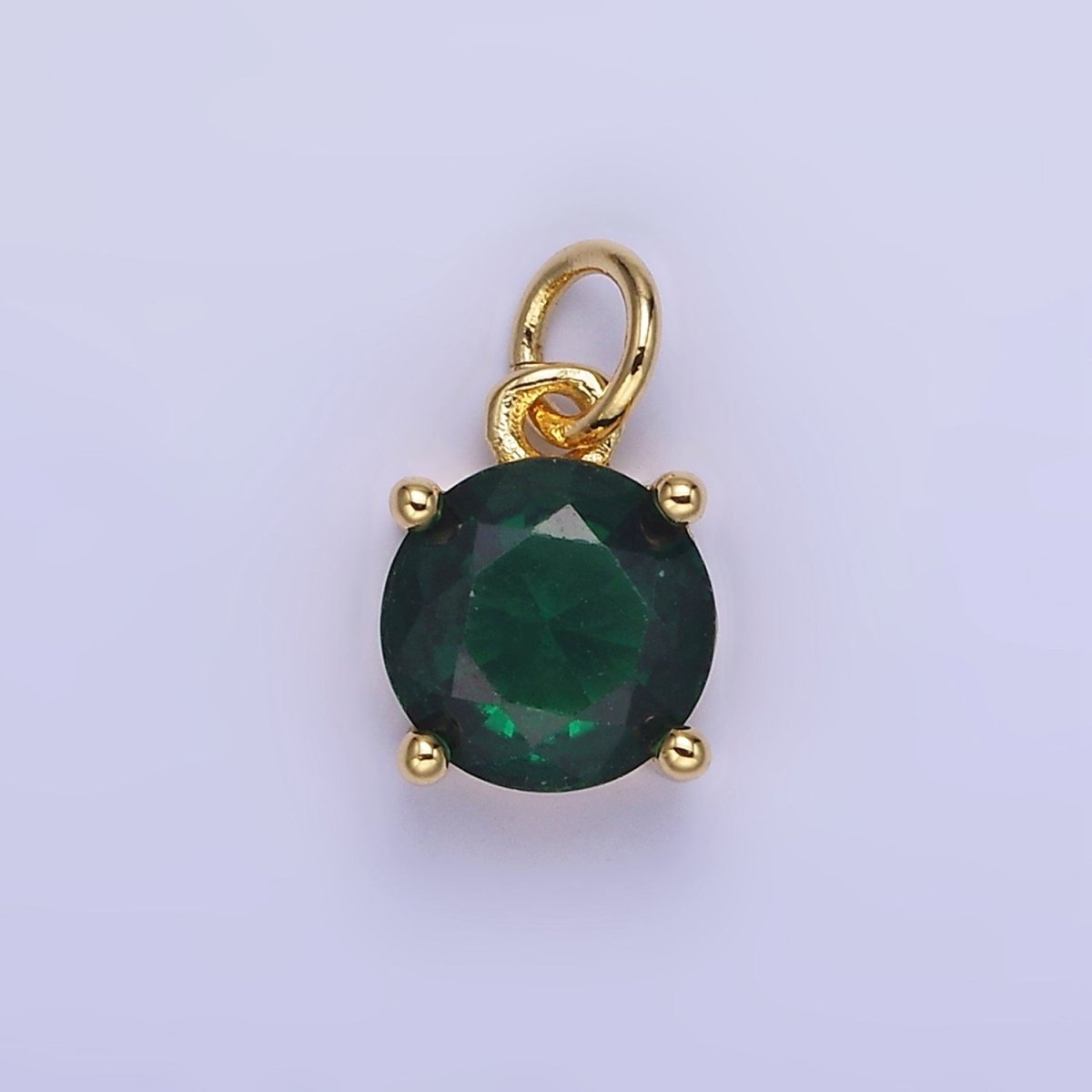 14K Gold Filled Round Birthstone CZ Add-On Charm in Gold & Silver | AG813 - AG824