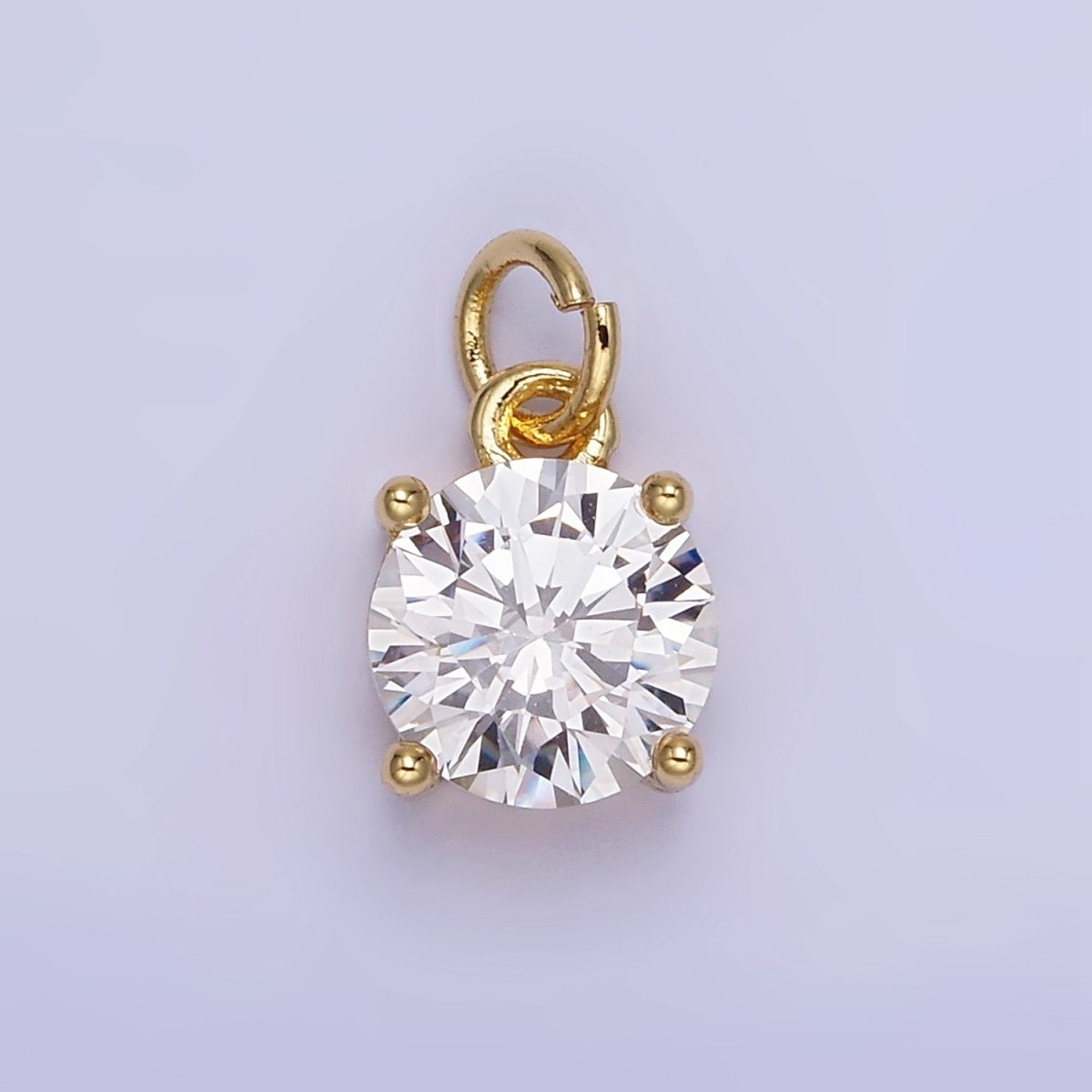 14K Gold Filled Round Birthstone CZ Add-On Charm in Gold & Silver | AG813 - AG824