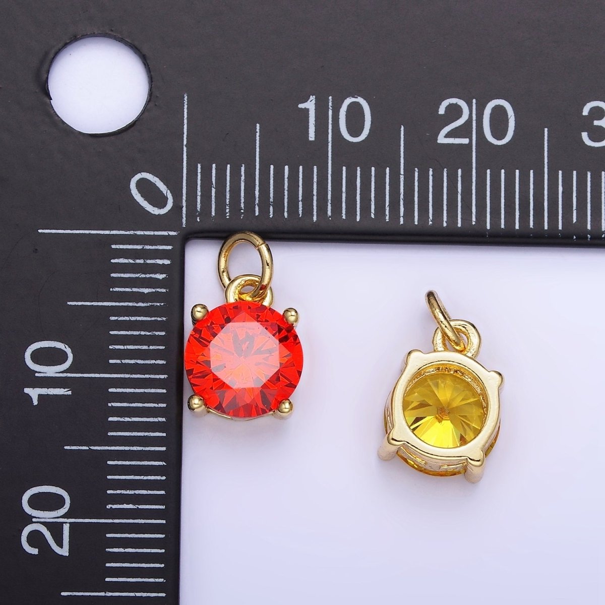 14K Gold Filled Round Birthstone CZ Add-On Charm in Gold & Silver | AG813 - AG824