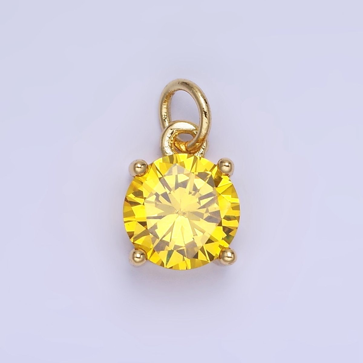 14K Gold Filled Round Birthstone CZ Add-On Charm in Gold & Silver | AG813 - AG824