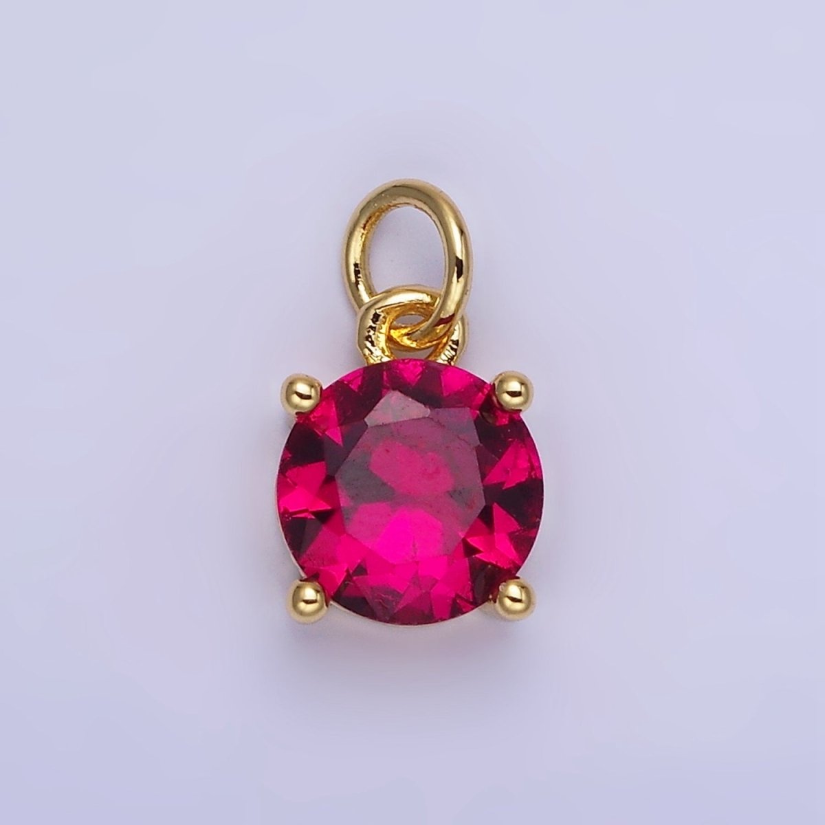 14K Gold Filled Round Birthstone CZ Add-On Charm in Gold & Silver | AG813 - AG824