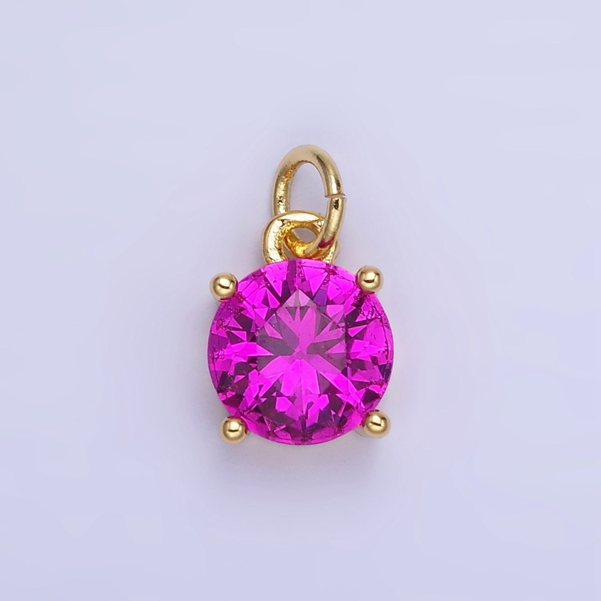 14K Gold Filled Round Birthstone CZ Add-On Charm in Gold & Silver | AG813 - AG824